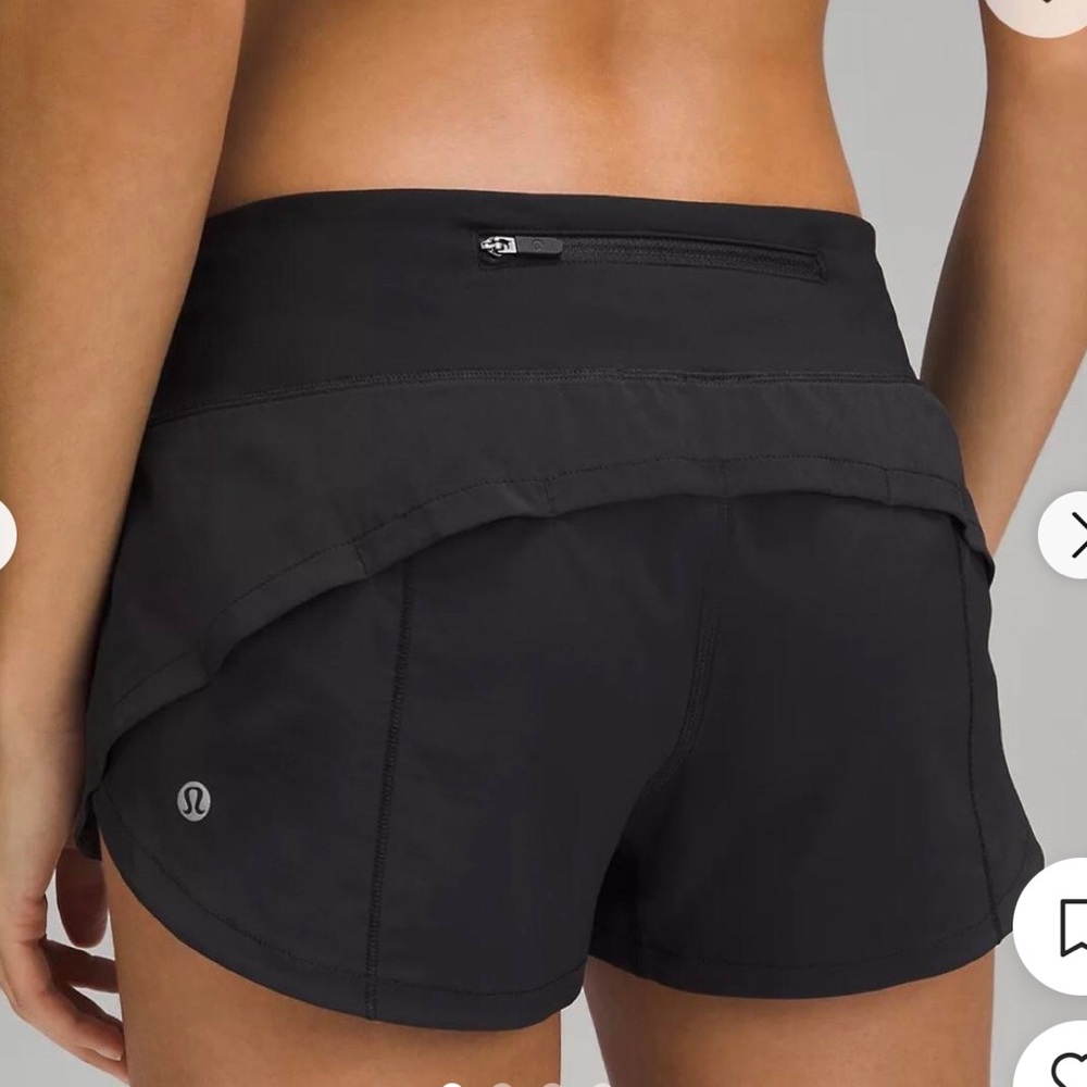lululemon Speed athletica Black Athletic Shorts with Skirt Overlay Size 14